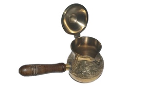 Directo de fábrica india, juego de ollas turcas y café de latón de alta calidad, diseño de lujo grabado a mano dorado, superventas - Product Image 3