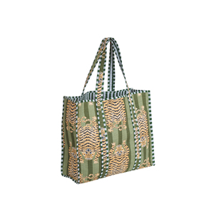 Bolso Tote Reversible Ligero Hecho a Mano de Color Sólido Acolchado de Algodón, Bolso de Compras Abierto de Moda para Todas las Estaciones, Bolso de Playa Estilo Boho - Product Image 5
