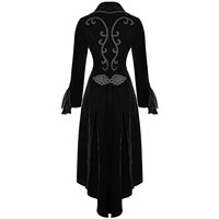 Veste Gothique Femme, Costume Médiéval Steampunk, Manteau de Soirée Brodé à Boutonnage Simple avec Manches en Dentelle, Coupe Slim