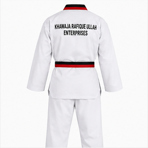 Uniforme de Taekwondo Khawaja Rafique Ullah Enterprises, Blanco, de Algodón Transpirable, Unisex, para Adultos, Ropa de Artes Marciales - Product Image 5