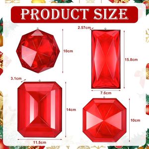 Set di 4 Decorazioni Natalizie Rettangolari in Acrilico da 3,9 "-6,2" con Glitter, Ornamenti per Albero di Natale, Palline Decorative da Appendere - Product Image 2