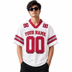 Camiseta de Fútbol Personalizada, Tejido de Malla Transpirable con Cuello en V y Manga Corta, Nombres/Números/Logotipos del Equipo Personalizados, Unisex, Corte Regular para Adultos - Product Image 3
