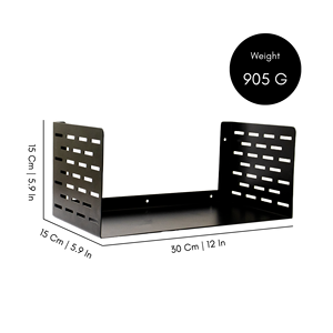 Petite étagère murale en métal noir pour rangement, idéale pour la maison, le bureau, la chambre, le salon, l'espace de travail, organisateur et présentoir - Product Image 5