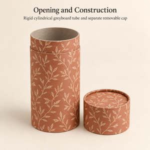 Custom Terracotta Leaf Round Tube Paper <b>Box</b> for Essential Oil <b>Bottle</b> OEM Logo Packaging - Product Image 2