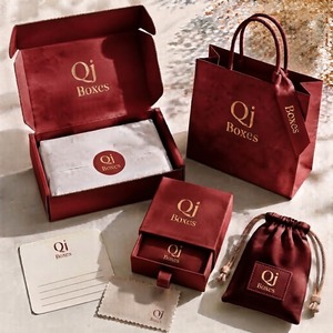 Luxury Jewelry Packaging Collection Set With <b>Matching</b> <b>Boxes</b> Custom Design Drawer Box Pouch & Mailer Paper Bag - Product Image 3