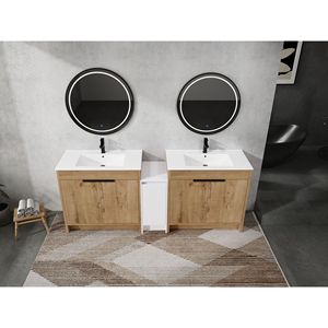 Mobile Bagno Freestanding da 84 Pollici con Lavabo in Ceramica, Armadietti Contenitori e Ante con Chiusura Ammortizzata 02436IMO*2+0312 - Product Image 5