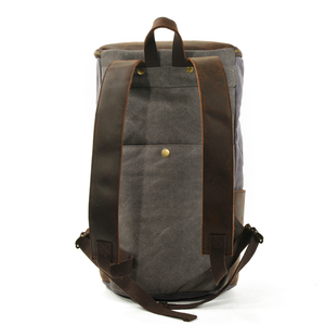 Vintage Gym <b>Backpack</b> With Leather Accents Zipper Closure Adjustable Straps <b>Water</b> <b>Resistant</b> Travel Bag 36-55L Unisex - Product Image 4
