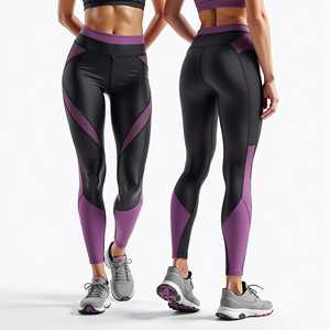 Mid Waist Full-Length Yoga <b>Leggings</b> Solid Pattern Contrast <b>Stitch</b> Pockets Four-Way Stretch Spandex Polyester Windproof - Product Image 5