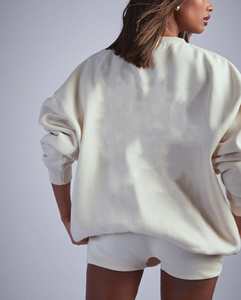 Sweat-shirt ample et confortable pour femme, col rond, chaud et doux pour l'hiver, coupe ample, respirant, doublé, en polyester/coton écologique, avec nœud - Product Image 6