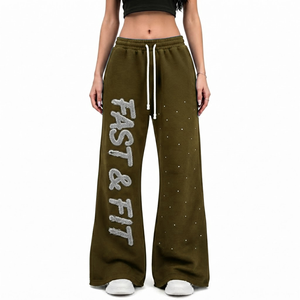 High Quality New Arrival Women Flared Sweatpants Winter ODM Customized Colors Satin Fabric Custom Logo Printing - Product Image 4