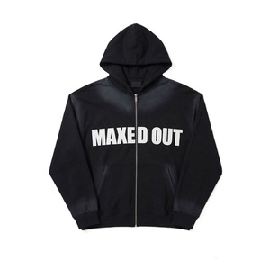 เสื้อฮู้ดซิปเต็มตัวผ้าฝ้ายฟลีซสำหรับผู้ชาย เสื้อฮู้ดโอเวอร์ไซส์ สตรีทแวร์ พิมพ์ลายกราฟิก ผลิตตามสั่งจากโรงงานโดยตรง - Product Image 4