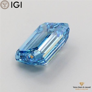 Diamante Cultivado en Laboratorio con Certificado IGI, Corte Esmeralda, Color Azul Intenso, Claridad VS2, 2.00 Quilates, para Anillo de Compromiso - Product Image 5