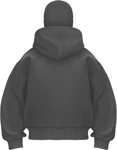 Blouson polaire coupe-vent pour homme avec cagoule intégrée et double capuche zippée, anti-boulochage, pour l'hiver, coupe ample, motif uni - Product Image 2