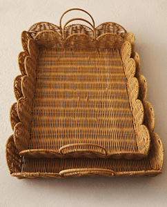 Lovely Scalloped Rattan Tray Elegant Serving Tray For <b>Coffee</b> <b>Table</b>, Food Display And Home Decoration - Product Image 5