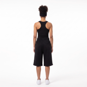 Conjunto de Camiseta sin Mangas y Pantalones Cortos Tipo Bermuda para Mujer, Color Negro, Tejido Acanalado, Ropa de Estar por Casa, Etiqueta Personalizada OEM - Product Image 2