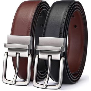 Ceinture réversible en cuir véritable pour homme, coupe 1,25 pour un ajustement confortable, 2 côtés en 1 ceinture - Cadeau idéal - Product Image 1