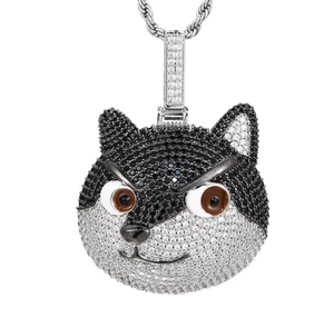 Collar con Colgante de Cabeza de Perro Religioso de Plata 925 Bañado en Oro con Moissanita, Microincrustaciones, Amuleto de Animal, Estilo Hip Hop para Mujeres, Hombres, Unisex - Product Image 3