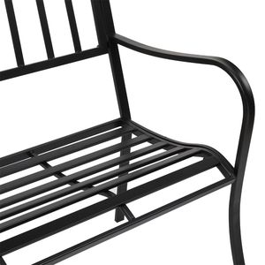 Spedizione Gratuita: Panca da Esterno 51 Pollici con Struttura in Ferro, Stile Vintage, per Patio, Parco, Giardino, Portico, con Finitura Nera, per Arredamento Hotel e Cortile - Product Image 4