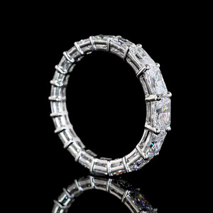 Bague Éternité Complète en Diamant de Laboratoire Taille Radiant, Or 10K 14K 18K, Argent 925 935, Sertie à Griffes, Luxe, Anniversaire, Mariage - Product Image 3