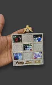 Colgante Conmemorativo Personalizado con Foto, Amuleto de Ángel, Marco para Múltiples Fotos, Chapado en Oro, con Moissanita, Colgantes de Lujo - Product Image 3