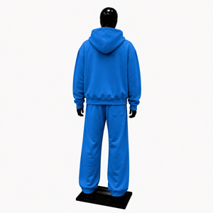 Ensemble de survêtement bleu pour homme, sweat-shirt à capuche et pantalon de jogging de qualité supérieure, tenue décontractée de style streetwear, ensemble deux pièces assorti, sport urbain moderne - Product Image 2