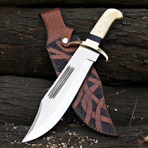 Handmade Damascus Steel Industrial Grade 18 Inch Big Size Bowie Hunting <b>Knife</b> <b>Bone</b> <b>Handle</b> Steel Guard Customizable OEM Factory - Product Image 1