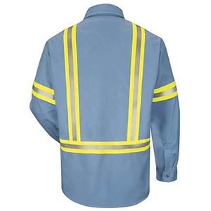 Custom Made High Quality Men's High Visibility Full Sleeve Reflective Safety Satin Button-Up 100% Cotton Quick Dry <b>Shirt</b> - Product Image 2