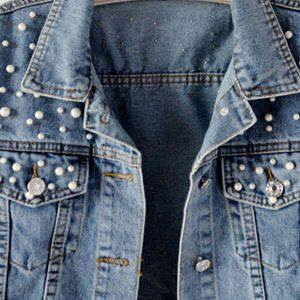 Blouson en jean de coton pour femme, manches longues, col court, couleur unie, coupe-vent, respirant, séchage rapide, décontracté, délavé - Product Image 3