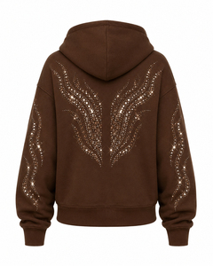 Women's Breathable <b>Rhinestone</b> Zip Front Logo Hoodie Sparkling Crystal Long Sleeve Casual Sweatshirt Soft Warm Summer <b>Jacket</b> - Product Image 5