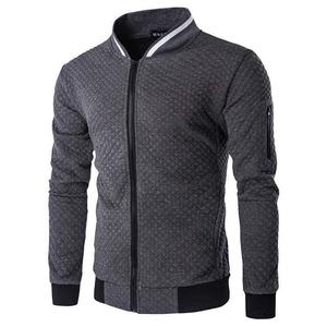 Chaqueta cárdigan acolchada de poliéster con cuello levantado y patrón de letras recubiertas de alta calidad con cremallera, manga larga, entrenamiento transpirable para hombres - Product Image 4