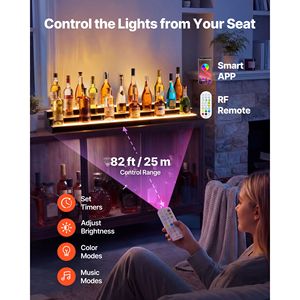 Espositore per Bar a 3 Livelli Illuminato a LED da 48 Pollici in Acrilico con Telecomando RF e Controllo App per Bottiglie di Liquore - Product Image 5