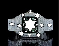 Montre de luxe à cadran vert, sertie de moissanite VVS, avec lunette automatique incrustée de diamants, cadran carré, bijou hip-hop