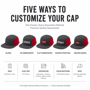 Gorra Trucker Personalizada de 5 Paneles con Logotipo Bordado e Impreso, Cierre Ajustable de Velcro, Unisex, Casual, Color Sólido, Talla Adulto - Product Image 2