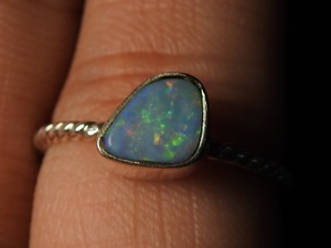 Anillo de Ópalo Doble Australiano con Engaste Clásico en Plata de Ley 925, Talla 5US, Hecho a Mano, Regalo de Boda y Fiesta para Ella, Joyería MS - Product Image 5