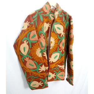 Vintage Floral Embroidery Button Cotrise Jacket Cotton Stripe Lining Handmade Autumn Winter Breathable Eco-Friendly Quick Dry - Product Image 5