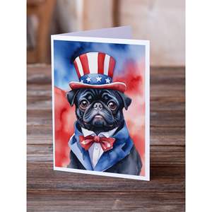 รักชาติอเมริกันปั๊กการ์ดอวยพรแพ็ค8ใบขนาด A7แปลกๆ5x7การ์ดเปล่าพร้อมซองจดหมาย - Product Image 2