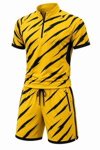 Grace Collection Men's Yellow Solid Hooded Short Sleeve <b>Top</b> Drawstring Shorts Set Winter Streetwear Sporty Style Quick Dry - Product Image 4