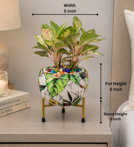 Pot de fleurs décoratif en métal Meenakari Pitalnagi fait main, récipient artistique traditionnel pour plantes d'intérieur et d'extérieur, maison - Product Image 2