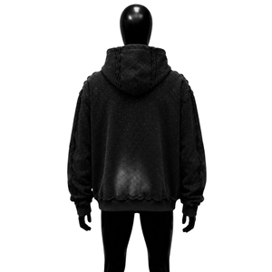 Sudadera con capucha con cremallera PREMIUM BLACK GRAPHIC HIDDEN TRUTH, estilo oversize, informal, de algodón tejido, con logo estampado frontal, estilo otoñal, COMFORT - Product Image 2