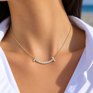 Pendentif en diamant de laboratoire taille ronde, collier barre incurvée en or massif 14K 18K, 0,40 CT DEF VVS, bijoux fins de fiançailles, vente en gros ODM - Product Image 2
