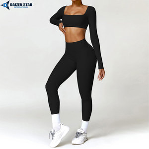 Women Solid Seamless Yoga Set Mid Waist Leggings Sports Bra 2-Piece Gym Fitness Workout Clothing Front Logo Position OEM Custom - Product Image 6