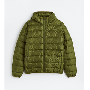 New Arrival 2026 New Style Bubble Canvas Puffer <b>Jackets</b> High Quality Winter Wear Front Logo in Stock <b>Men's</b> Olive Green Hooded - Product Image 2