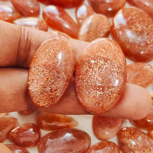 Lot en gros de pierres précieuses naturelles de qualité supérieure, en pierre de soleil orange, formes variées, cabochons polis, pour bijoux ou cadeau pour elle - Product Image 6