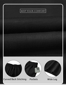 <b>Women's</b> High Waist Wide Leg Fleece <b>Workwear</b> Pants Polyester/Cotton Breathable Full Length Solid Color Elastic Waist Zipper Fly - Product Image 6