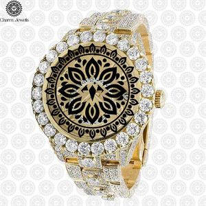 Charm Jewells Luxury Women's Yellow Gold <b>Diamond</b> <b>Watch</b> Round Analog Sapphire Crystal Folding Clasp 38mm Quartz Movement - Product Image 3
