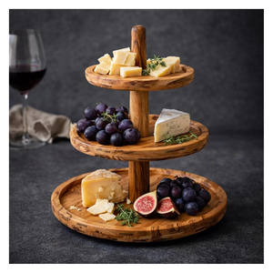 Support à gâteau en bois fait main, élégant, pour fruits, desserts, présentation, décoration de mariage et de fête - Product Image 4
