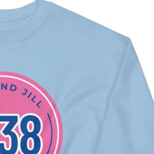 เสื้อสเวตเชิ้ตคอกลมสีชมพู แจ็คแอนด์จิล ลายวงกลมสีน้ำเงินปี 1938 สวมใส่สบาย แขนยาว สั่งทำได้ ขายส่งเสื้อผ้า - Product Image 4