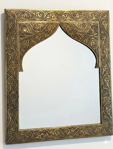 Decorative Graved Gold Brass <b>Frame</b> Mirror Ideal For Bathroom Vanity And Dressing Area Enhances Heritage Interior Styling - Product Image 6