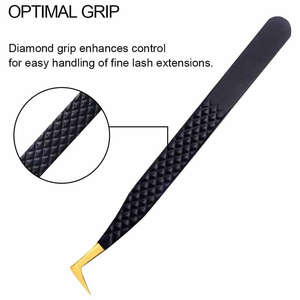 Pince à épiler noire en acier inoxydable à pointe fine de qualité supérieure pour extensions de cils, personnalisable avec logo de marque pour cils - Product Image 3