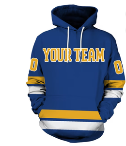Personaliza tu Propio Estilo, Sudadera con Capucha de Hockey sobre Hielo con Nombre y Número Cosidos, Azul - Product Image 1